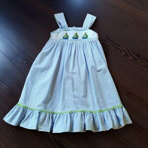 Mom & Me Smocked Sailboat Seersucker Dress Size 4
